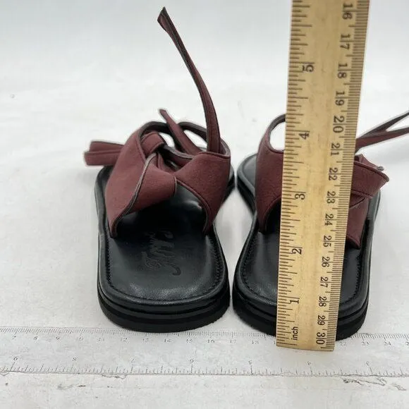 FOWT Brown Women Split Round Toe Sandals Lace up Strappy Comfortable Flats