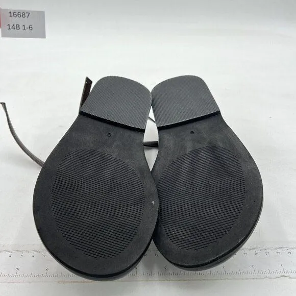 FOWT Dark Brown Split Round Toe Lace up Strappy Soft Flip Flop Casual Sandals