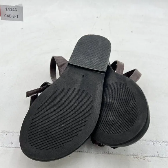 FOWT Dark Brown Split Round Toe Sandals Lace up Strappy Flip Flop Shoes