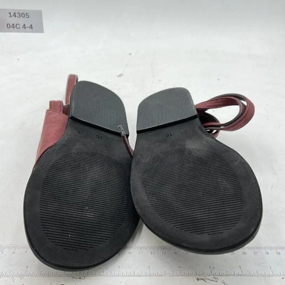 FOWT Wine Red Round Toe Lace up Strappy Flats Casual Flip Flop Shoes