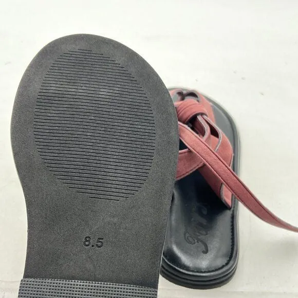 FOWT Wine Split Round Toe Sandals Lace up Strappy Flats Soft Flip Flop Shoes