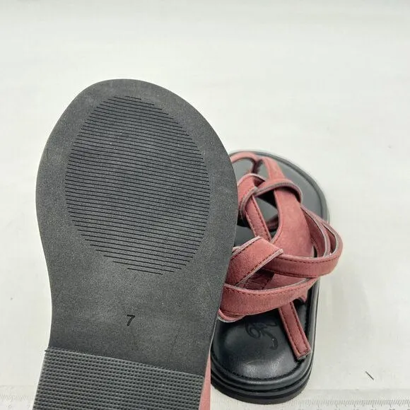FOWT Wine Split Round Toe Sandals Lace up Strappy Soft Flip Flop Casual Shoes
