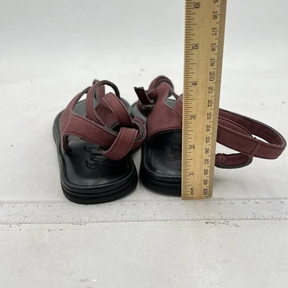 FOWT Wine Split Round Toe Sandals Lace up Strappy Soft Flip Flop Flats Shoes