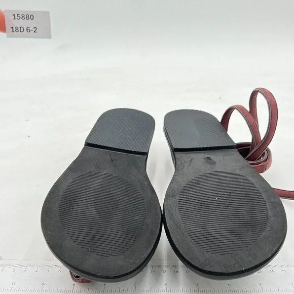 FOWT Wine Split Round Toe Sandals Lace up Strappy Soft Flip Flop Summer Shoes