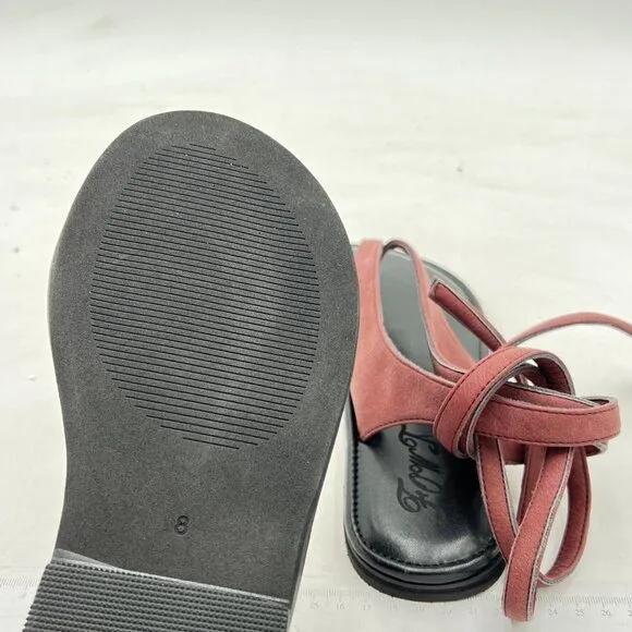 FOWT Wine Split Round Toe Sandals Lace up Strappy Soft Flip Flop Summer Shoes