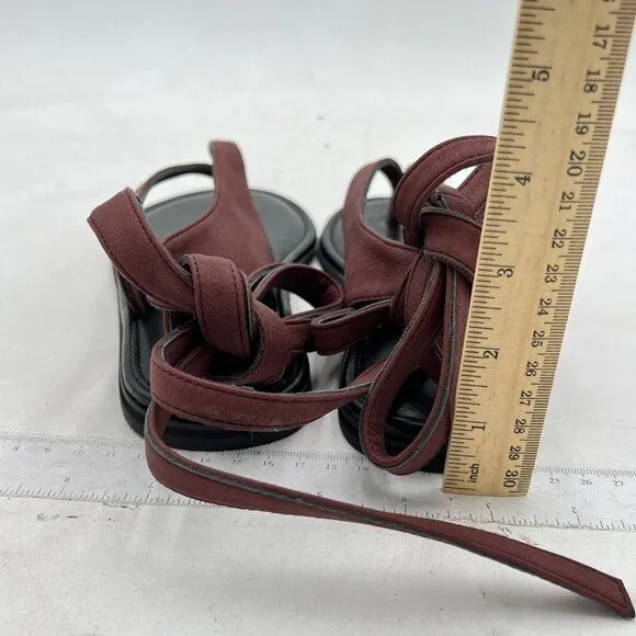 FOWT Wine Women Split Round Toe Sandals Lace up Strappy Soft Flip Flop Shoes