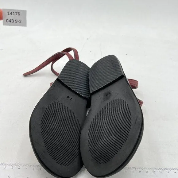 FOWT Wine Women Split Round Toe Sandals Lace up Strappy Soft Flip Flop Shoes