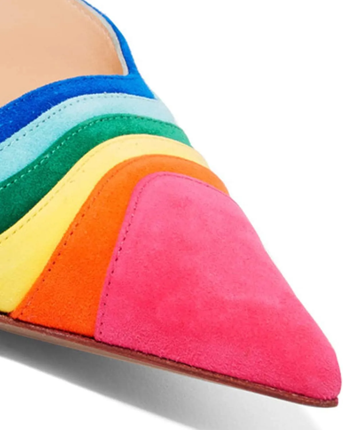 FOWT Women Rainbow Color Stripes Strange Spiral High Heel Pumps Slip On Pointed Toe Slingback Sandals Fashion Shoes 4-16