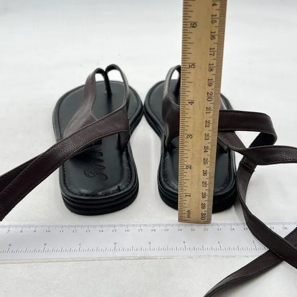 FOWT Women Split Round Toe Sandals Lace up Strappy Comfortable Flats Black