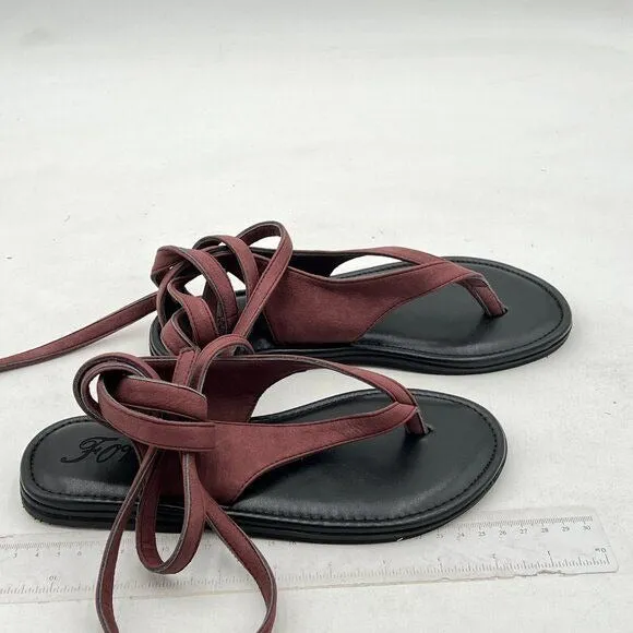 FOWT Women Split Round Toe Sandals Lace up Strappy Comfortable Flats Brown