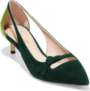 FOWT Women's Vintage Bowtie Pumps Sexy Pointed Toe Kitten Heels Side Cut Slingback Crocodile Pump Small Bows Shoes Suede Upper Slip-On Dress Work Party Daily Size 4-16 US