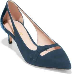 FOWT Women's Vintage Bowtie Pumps Sexy Pointed Toe Kitten Heels Side Cut Slingback Crocodile Pump Small Bows Shoes Suede Upper Slip-On Dress Work Party Daily Size 4-16 US