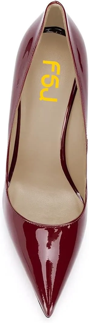 FSJ Slip On Pearl Beaded High Heel Slip On Pump Pointed Toe Mirror Effect Classic Party Club Shoe for Women 4-15 US