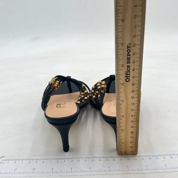 FSJ Women Sexy Beaded Trim Strappy Slide Sandals Open Toe Thong Stiletto Flip Fl