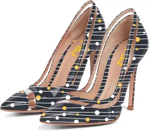 FSJ Women Sexy Rhinestones Stilettos High Heels Pointed Toe Slip On Pump Trendy Suede Mesh Party Office Dress Shoes Size 4-15 US