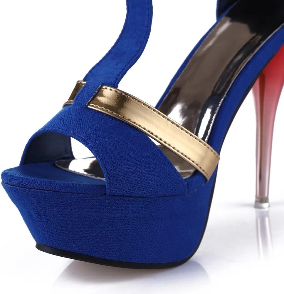 GATUXUS Open Toe Women Platform High Heel Shoes Strappy Pump for Party Prom