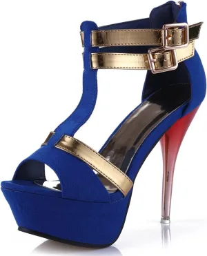 GATUXUS Open Toe Women Platform High Heel Shoes Strappy Pump for Party Prom