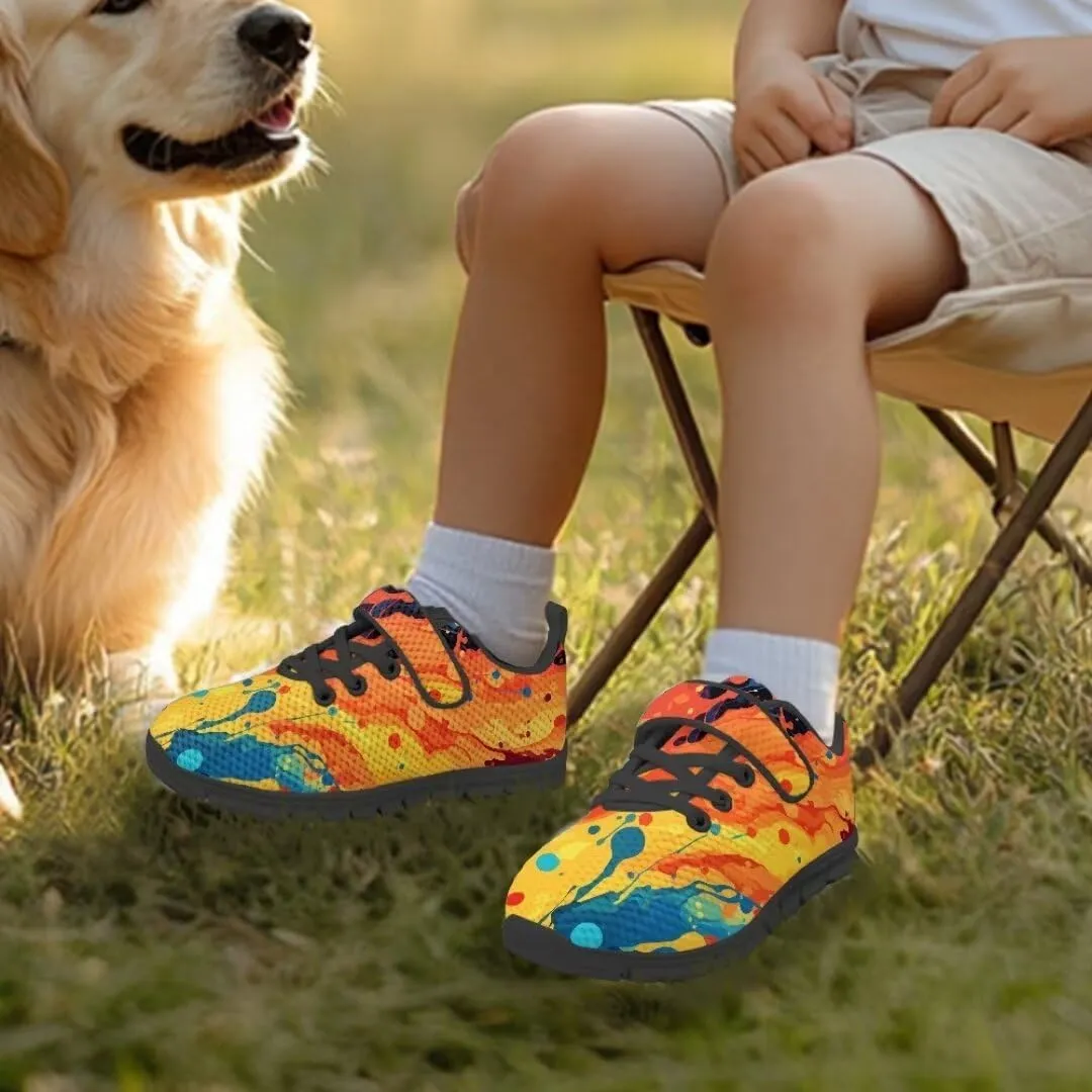 Girls Boys Sports Sneakers Hook & Loop Closure with One Strap Unisex Kids Anti Slip Lightweight Shoes