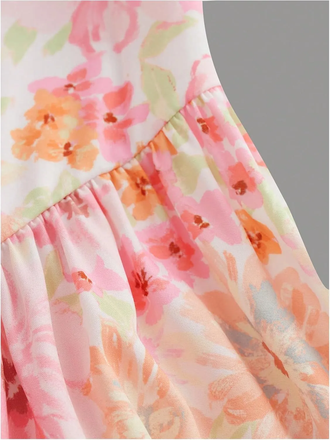 Girl's Summer Dress Floral Print Frill Puff Sleeve Sweetheart Neck A Line Short Spring Dresses
