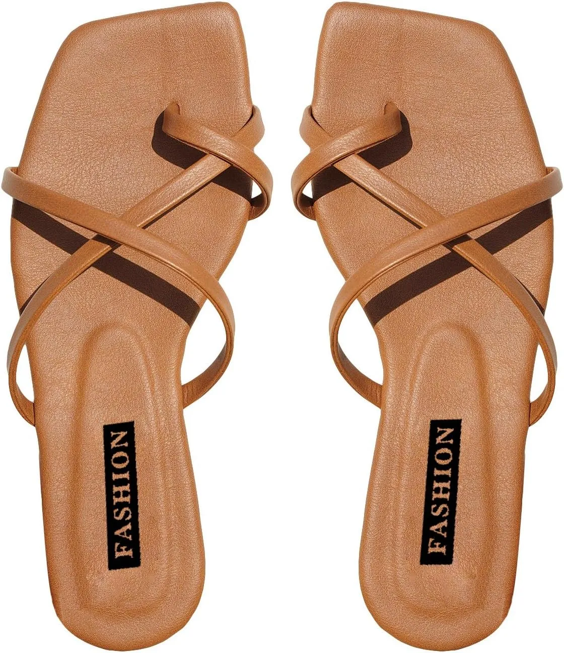 GORGLITTER Women's Cute Strappy Sandals Flat Sandals Toe Ring Summer Slide Sandal Slip on Flip Flops Vacation Trendy Sandals 2025
