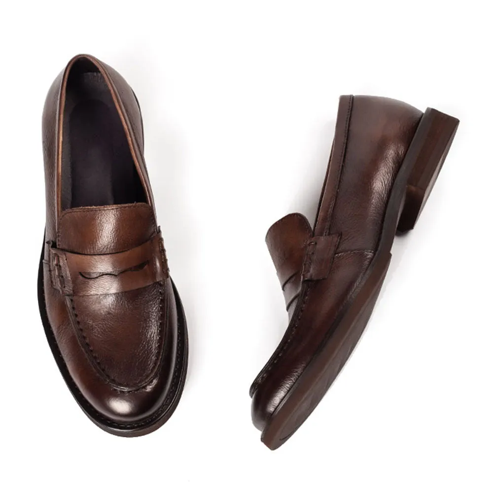 Handmade Cow Leather Slip-On Penny Loafers for Men