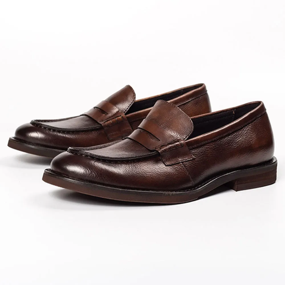 Handmade Cow Leather Slip-On Penny Loafers for Men