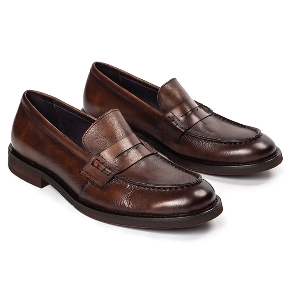 Handmade Cow Leather Slip-On Penny Loafers for Men