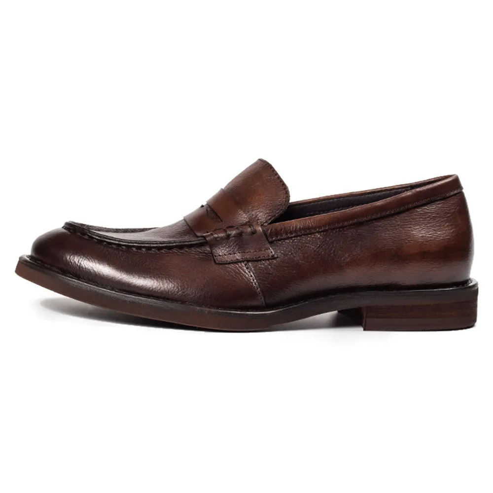 Handmade Cow Leather Slip-On Penny Loafers for Men