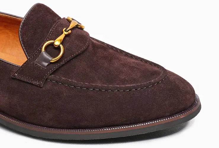 Handmade Cow Leather Suede Penny Loafers for Men
