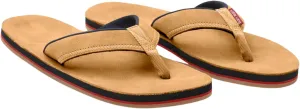 Hari Mari- Pier- Men's Classic Pebbled Nubuck Leather Flip Flop with a Zigzag Deco Strap- No Break Ins, Firm Arch Support, and Cupped Heel