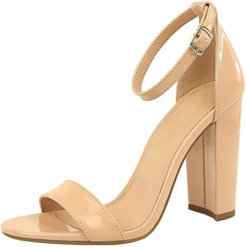 Hee grand Women's Heels Closed Toe Ankle Strap Chunky Block High Heel Sandals Dress Evening Party Platform Pump Shoes