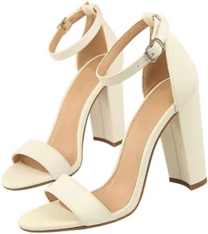 Hee grand Women's Heels Closed Toe Ankle Strap Chunky Block High Heel Sandals Dress Evening Party Platform Pump Shoes