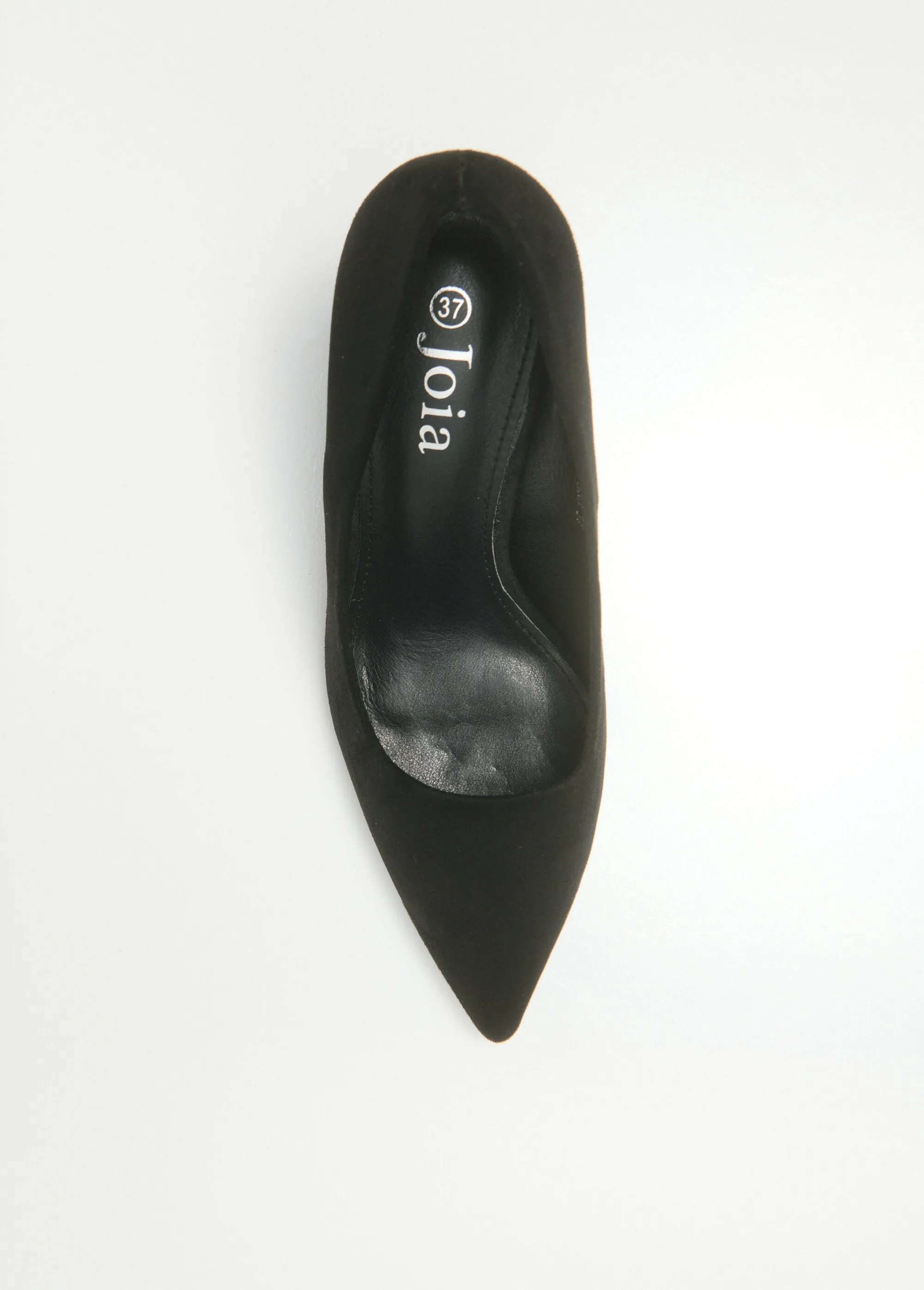 High heel pump with wide suede finish