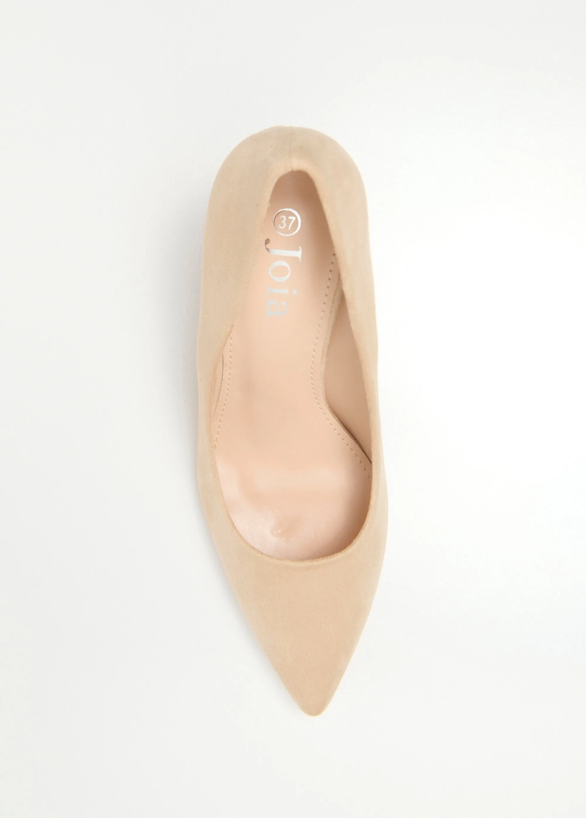 High heel pump with wide suede finish