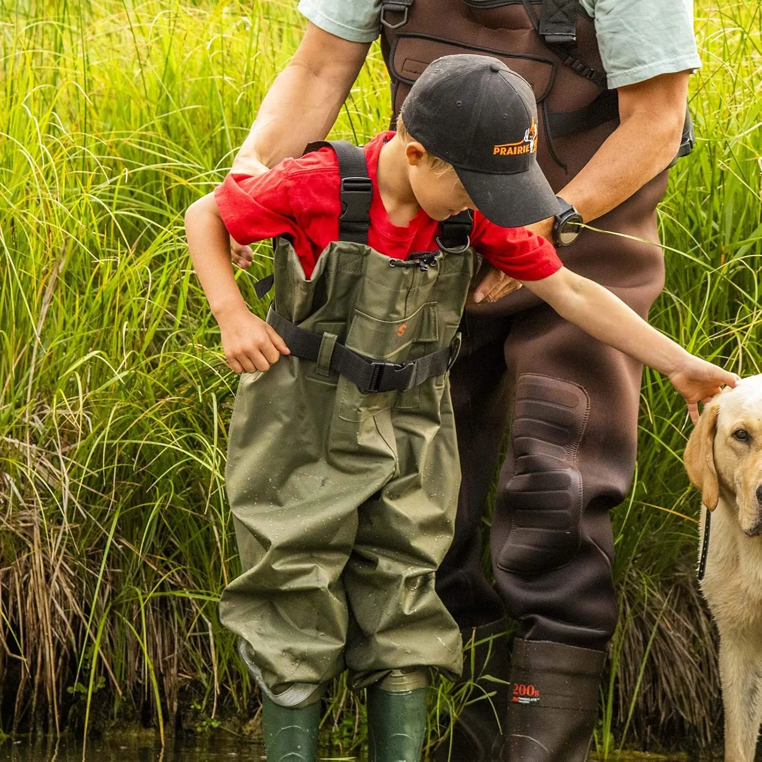 HISEA Kids Chest Waders Youth Fishing Waders for Toddler Children Waterproof Hunting Waders with Boots & Reflect Safety Band
