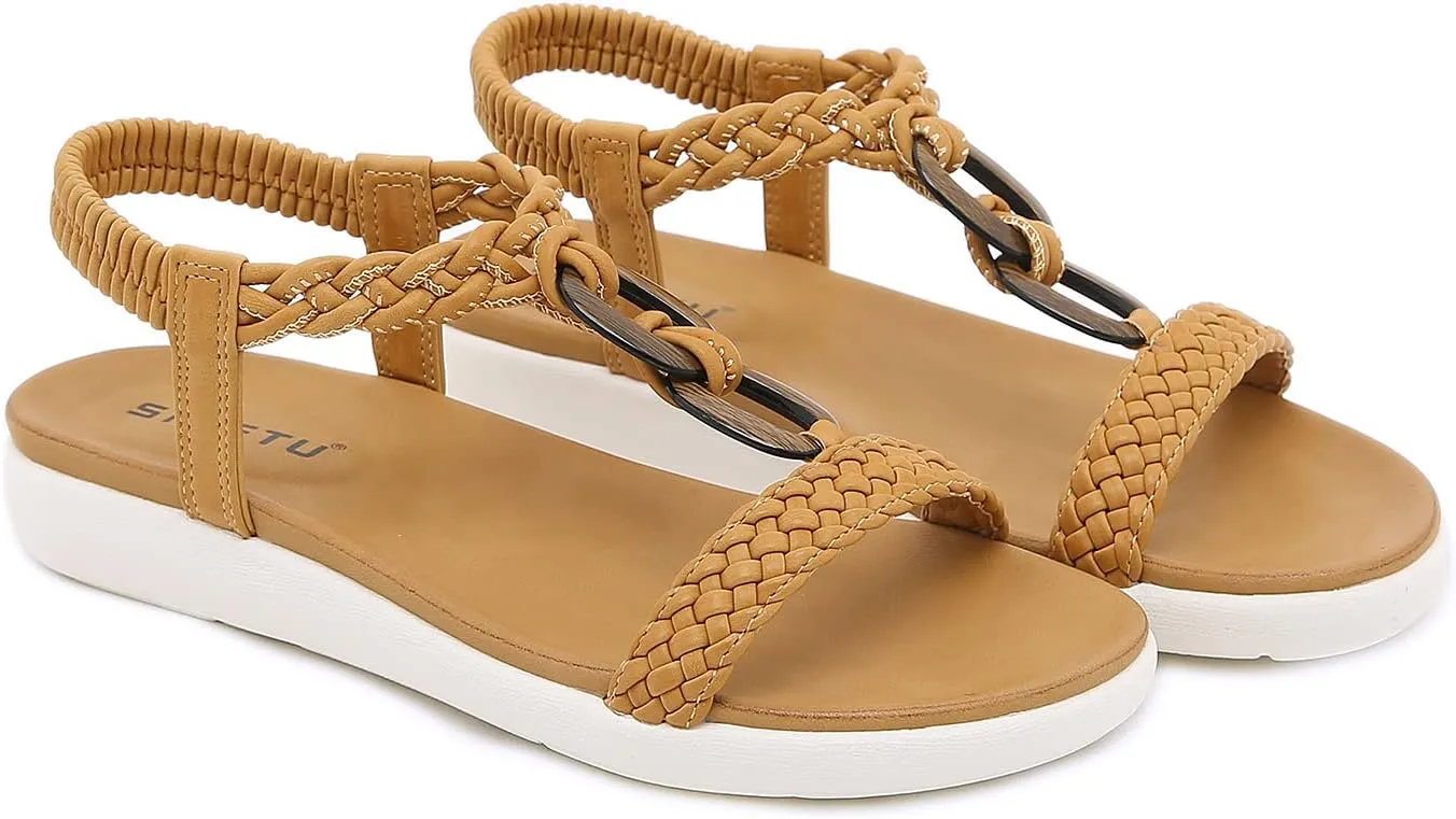 HNGHOU Women's Summer Sandals Shoes Casual Comfort Open Toe Shoes Flat Sandals
