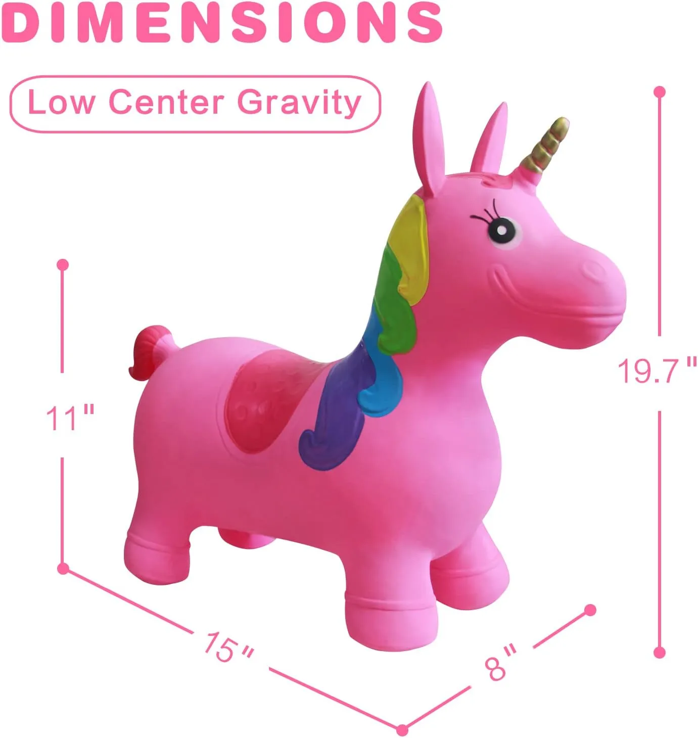 HotMax Unicorn Bouncy Horse, Inflatable Bouncy Animals Hopper for Toddlers, Ride on Rubber Jumping Toys for Baby Girl or Boy 1st Birthday Gift 2 3 4 Year Old (Pink 2)