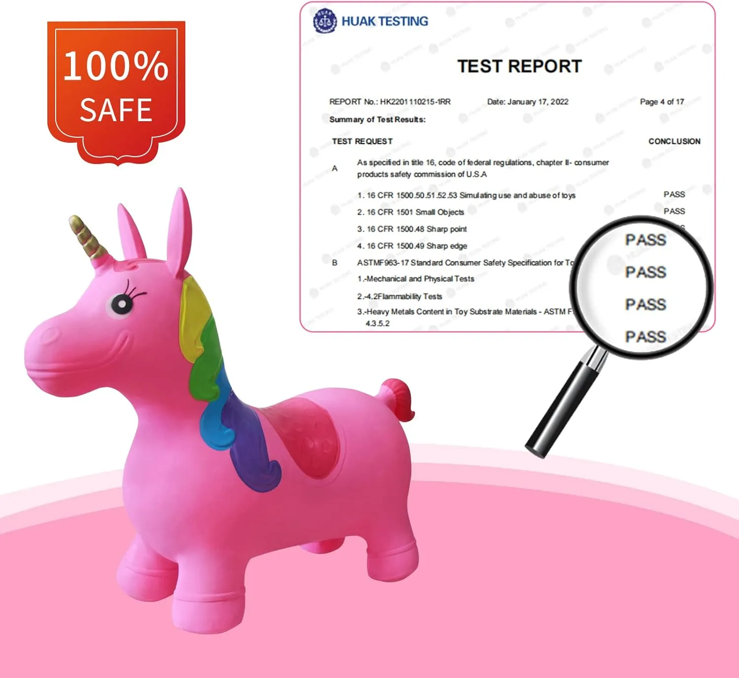 HotMax Unicorn Bouncy Horse, Inflatable Bouncy Animals Hopper for Toddlers, Ride on Rubber Jumping Toys for Baby Girl or Boy 1st Birthday Gift 2 3 4 Year Old (Pink 2)