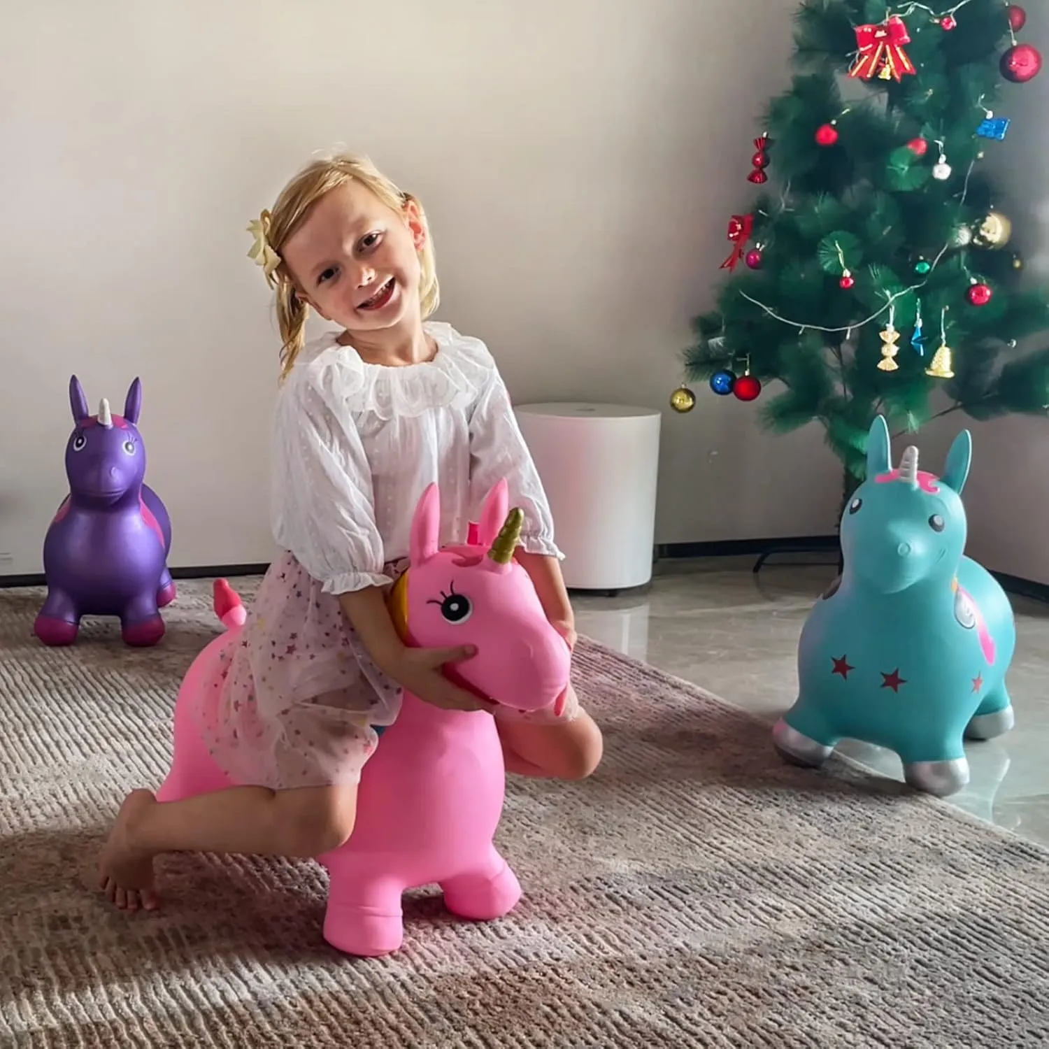 HotMax Unicorn Bouncy Horse, Inflatable Bouncy Animals Hopper for Toddlers, Ride on Rubber Jumping Toys for Baby Girl or Boy 1st Birthday Gift 2 3 4 Year Old (Pink 2)