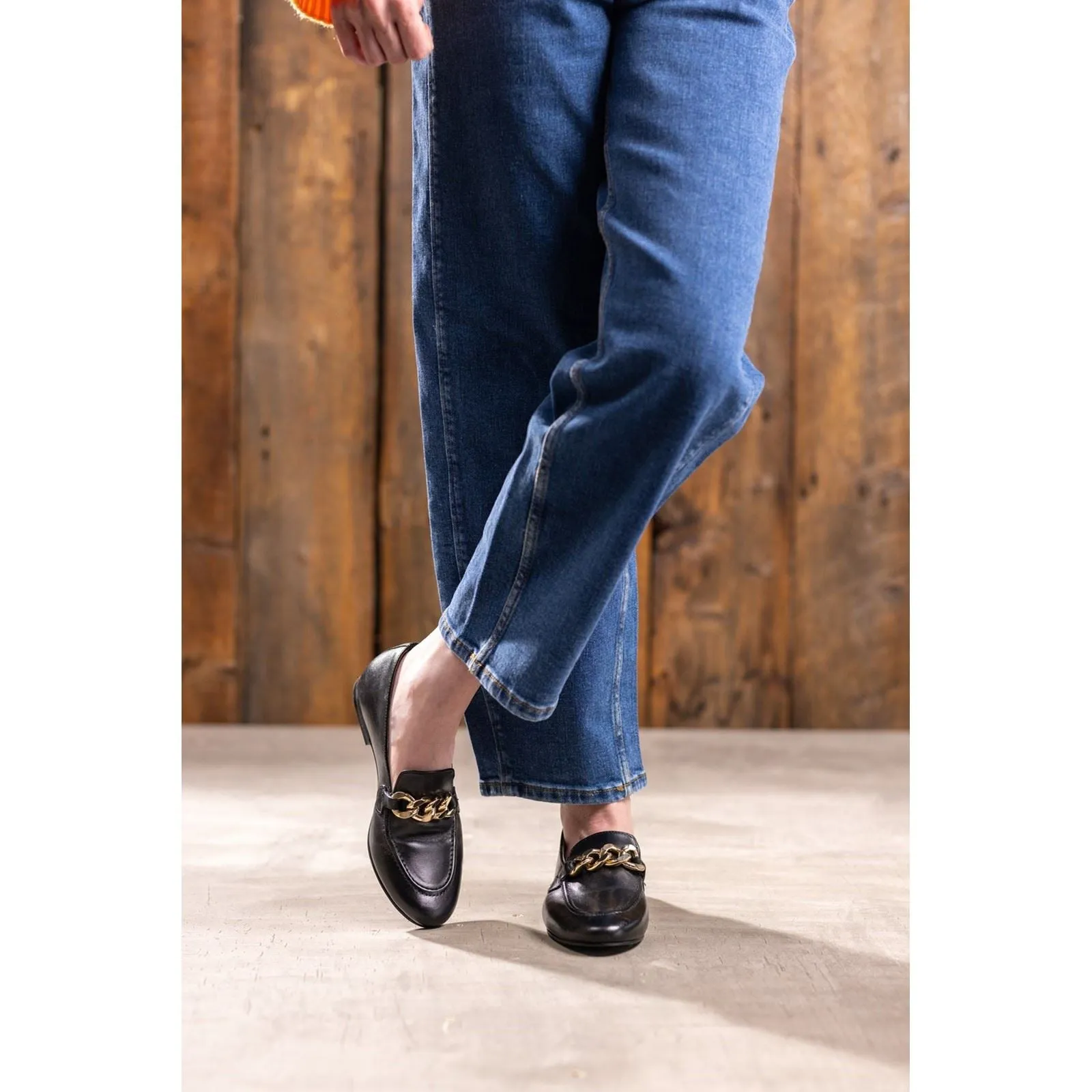 Hush Puppies Harper Chain Leather Women's Black Loafers