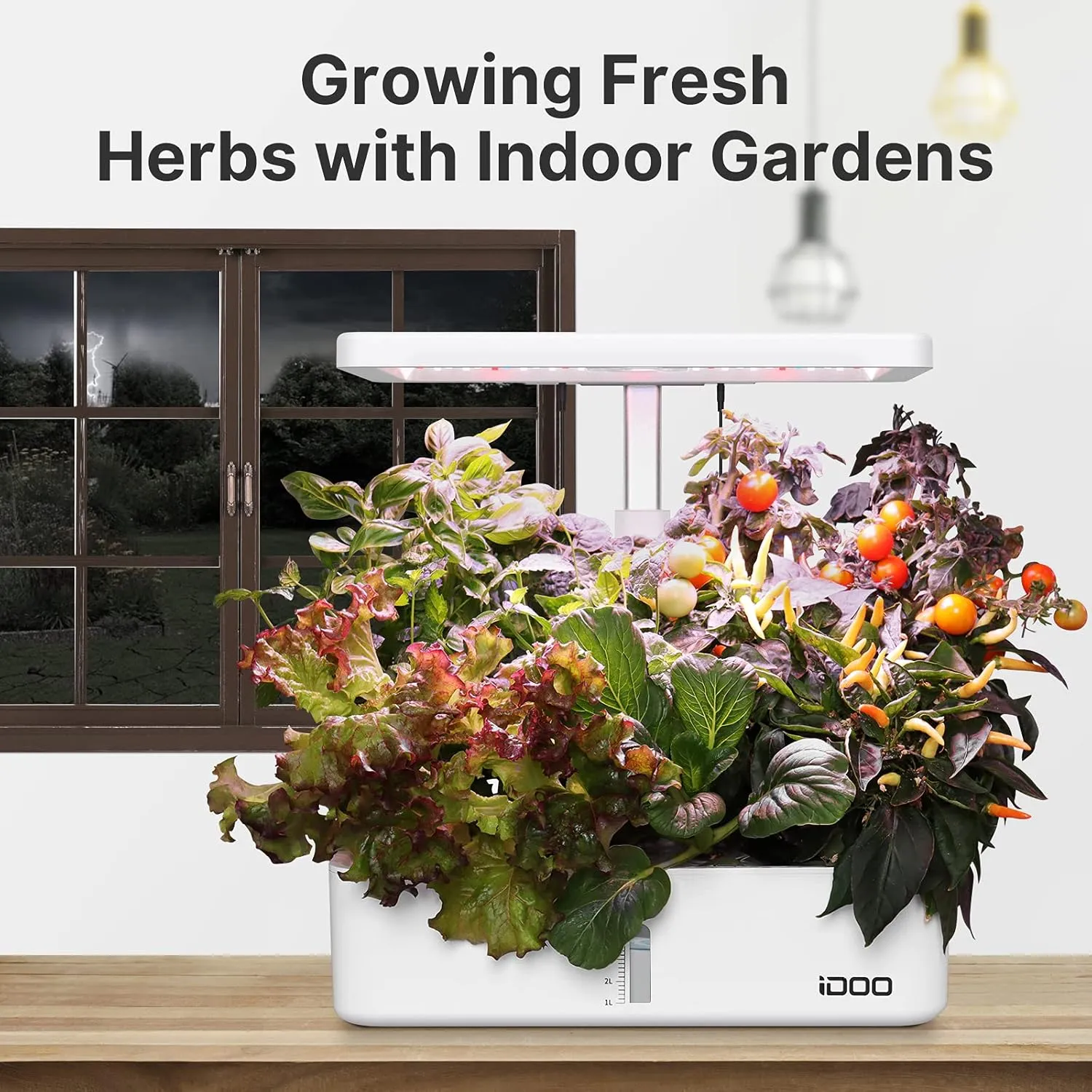 iDOO Hydroponics Growing System Kit 12Pods, Christmas Gifts for Women Mom, Herb Garden Indoor with LED Grow Light for Home, Built-in Fan, Auto-Timer, Adjustable Height Up to 11.3", 12Pods Kit-White
