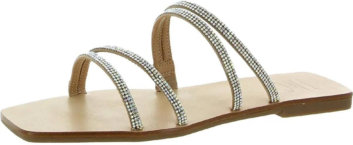 INC Womens Piera Slip On Flip Flop Strappy Sandals Silver 8 Medium (B,M)