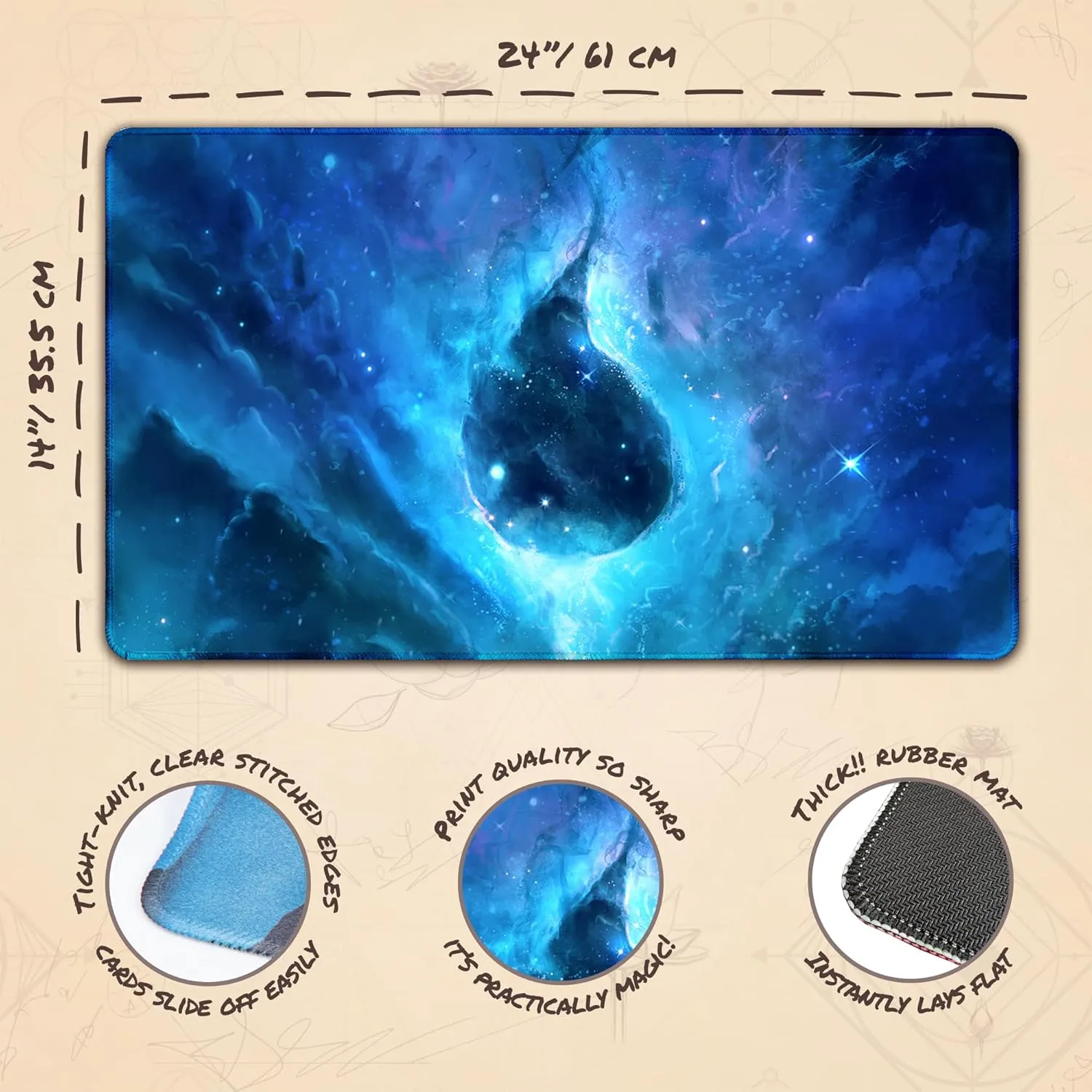 Island Ethereal Mana (Stitched) - MTG Playmat - Compatible with Magic The Gathering Playmat - Play MTG, YuGiOh, TCG - Original Play Mat Art Designs & Accessories