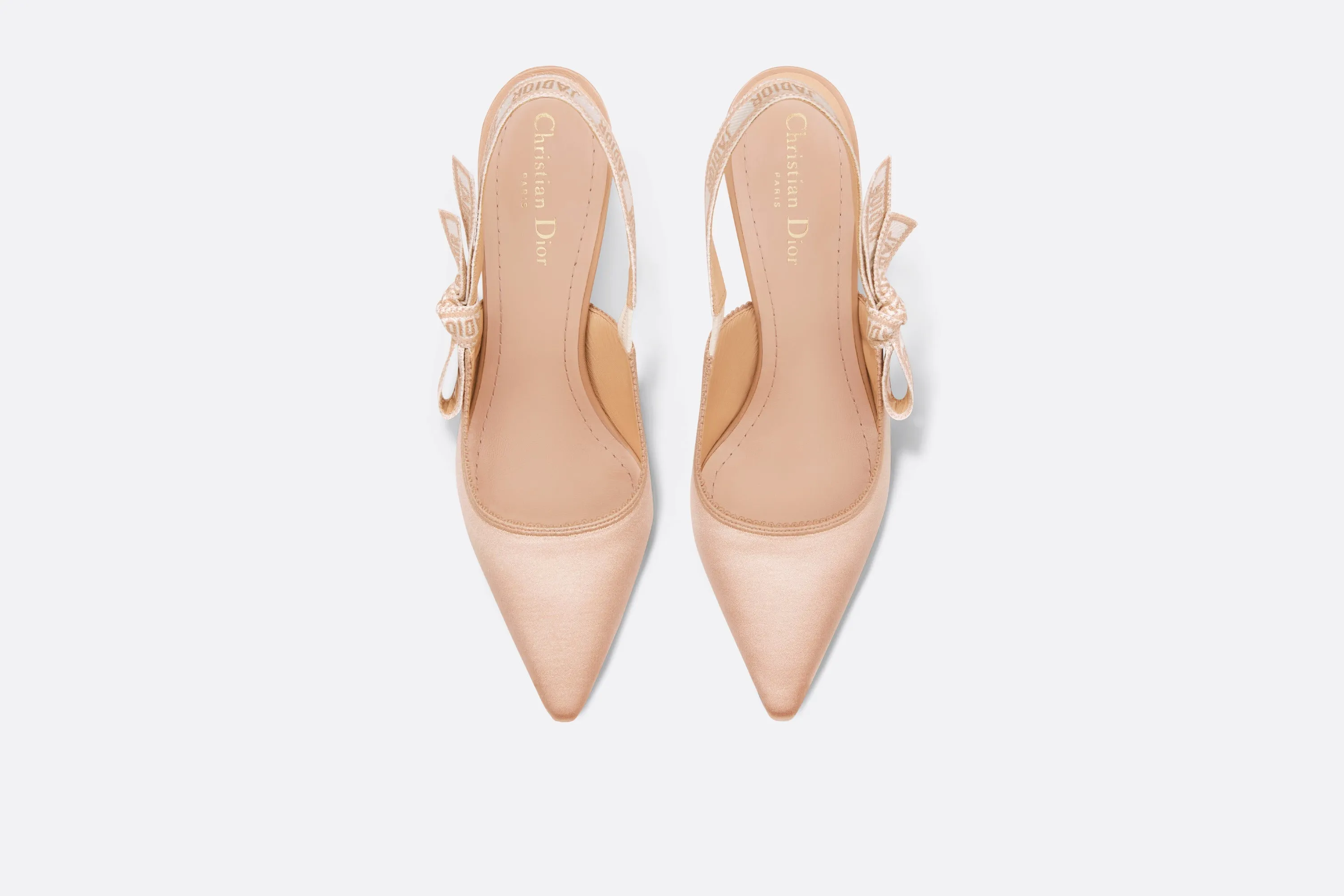 J'Adior Slingback Pump • Nude Embroidered Satin and Cotton
