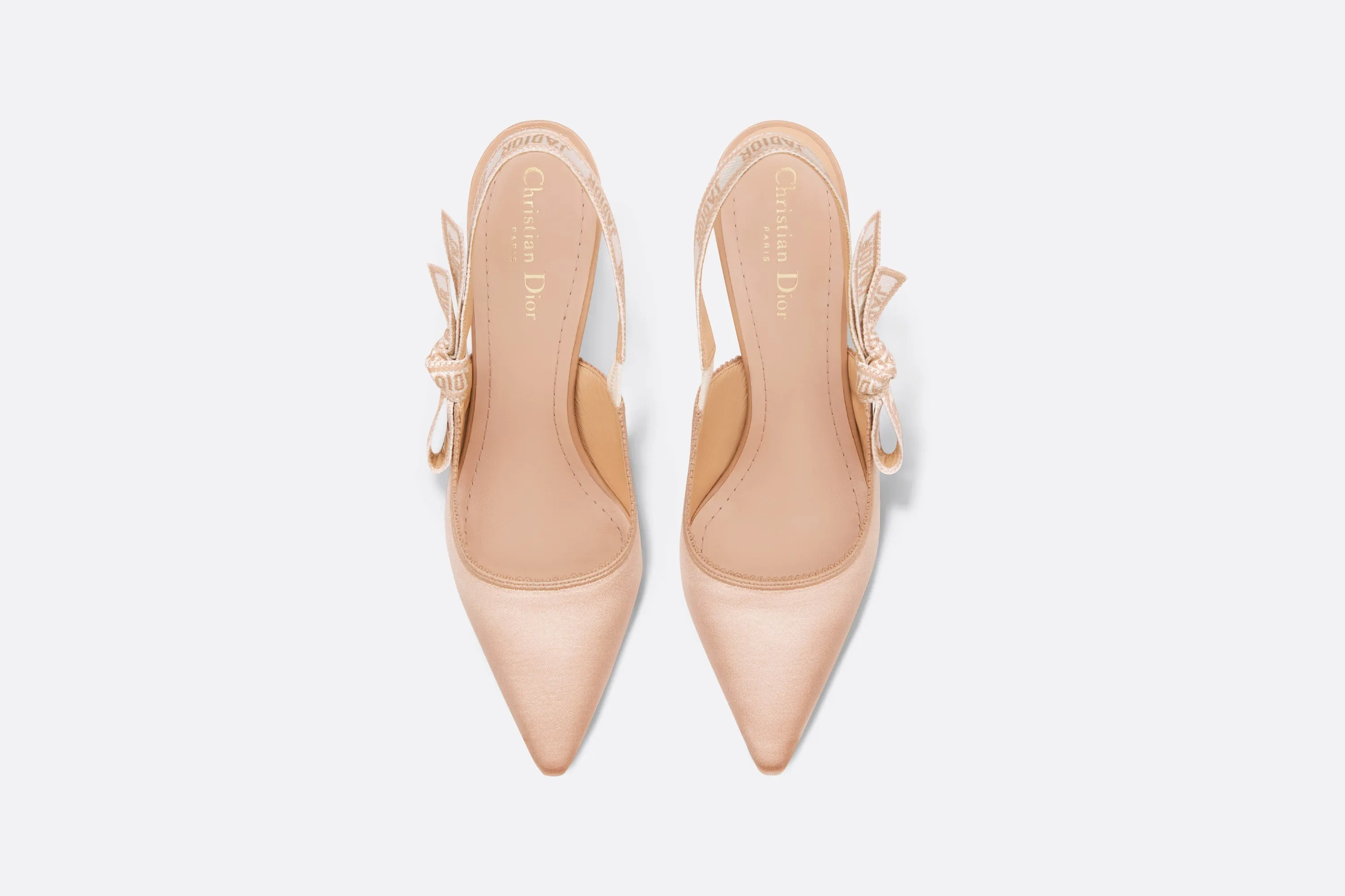 J'Adior Slingback Pump • Nude Embroidered Satin and Cotton