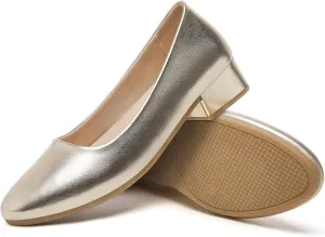 Jeekopeg Low Chunky Pumps Women's Round Toe Heels PU Leather Chunky Pump Shoes Classic Closed Toe Pumps Low Heel Dress Shoes for Women