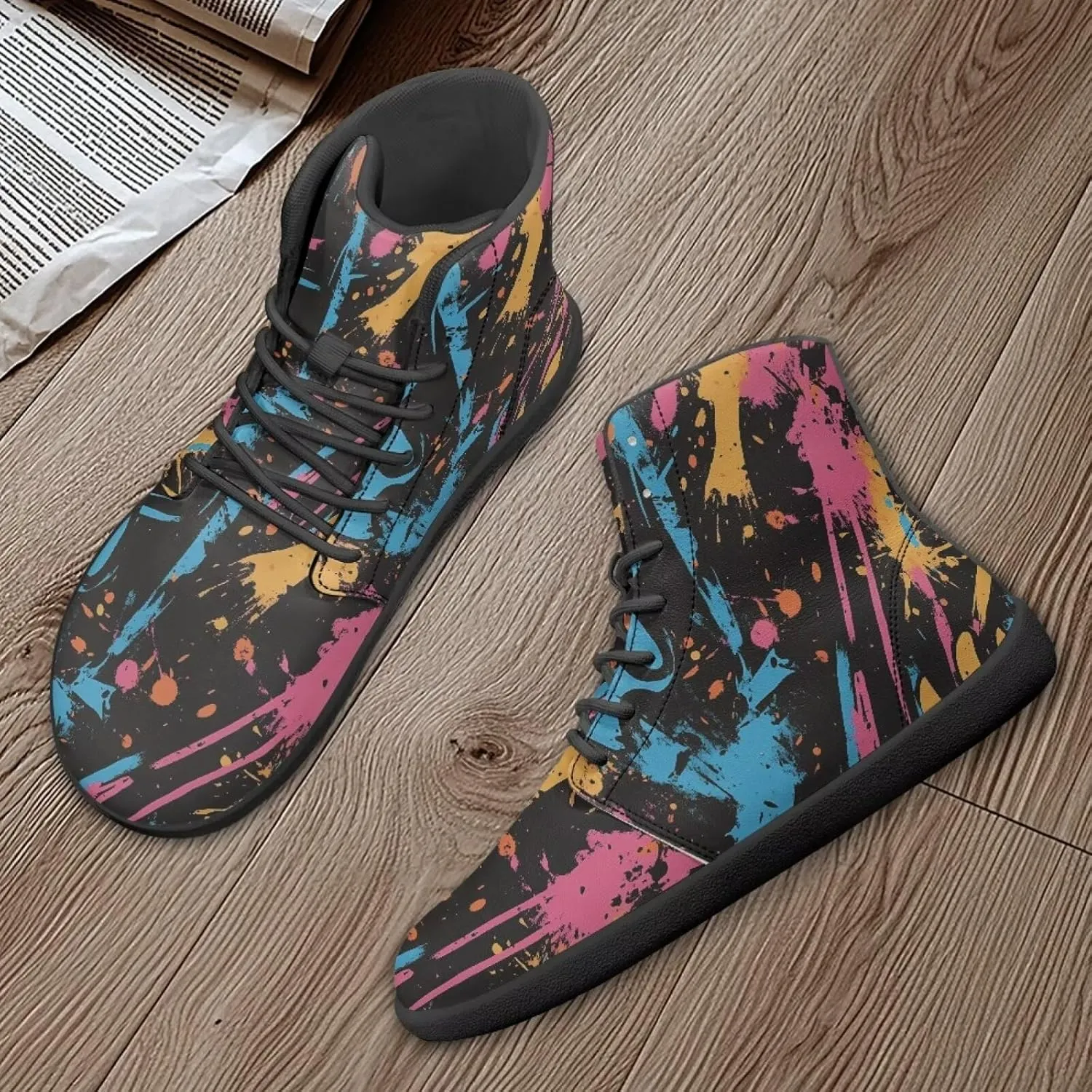 Jeiento Mens Galaxy Barefoot Shoes Casual Wide Toe Boxes Shoes Pu Leather Minimalist Barefoot Running Shoes Zero Drop Shoes