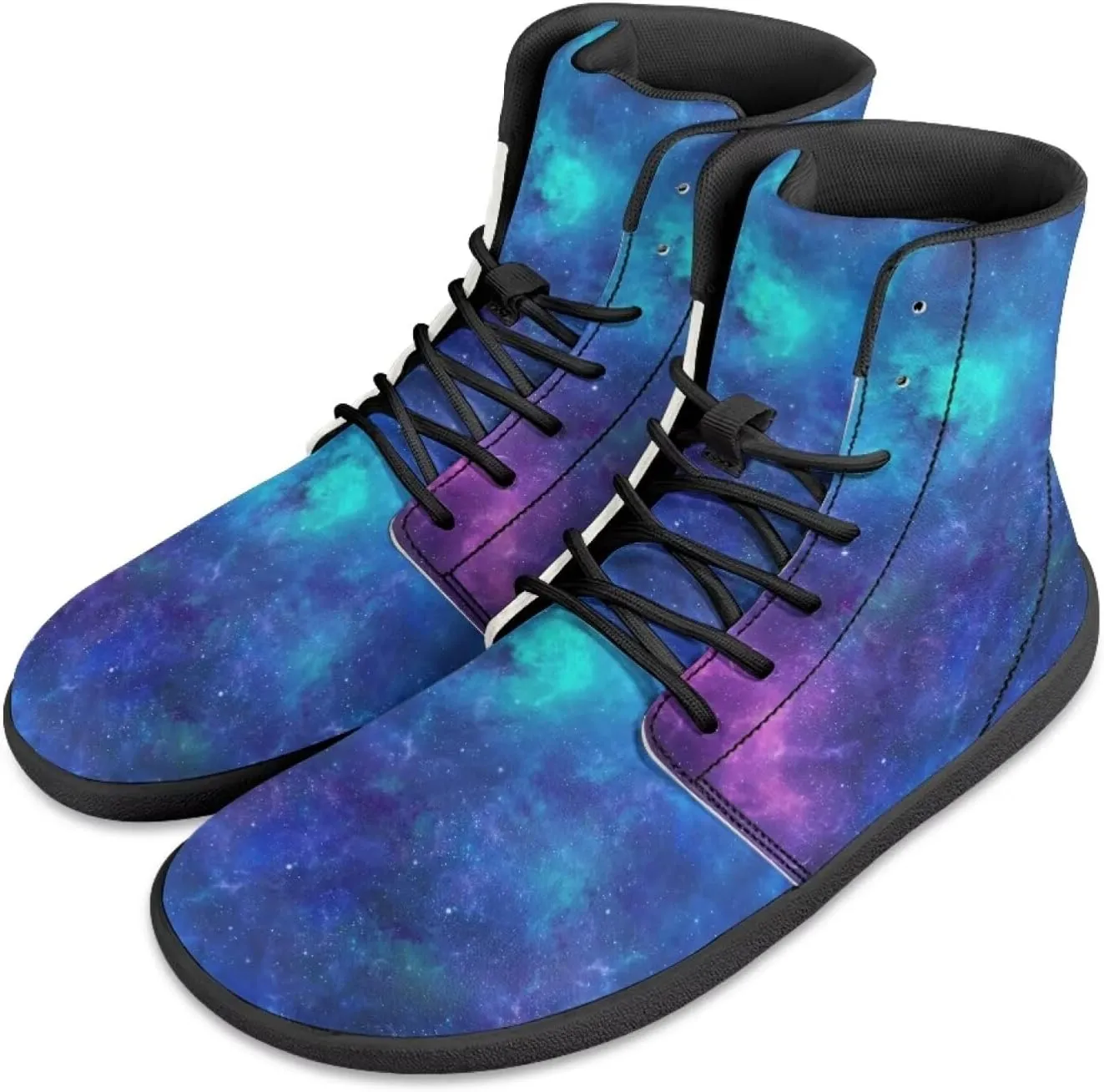 Jeiento Mens Galaxy Barefoot Shoes Casual Wide Toe Boxes Shoes Pu Leather Minimalist Barefoot Running Shoes Zero Drop Shoes