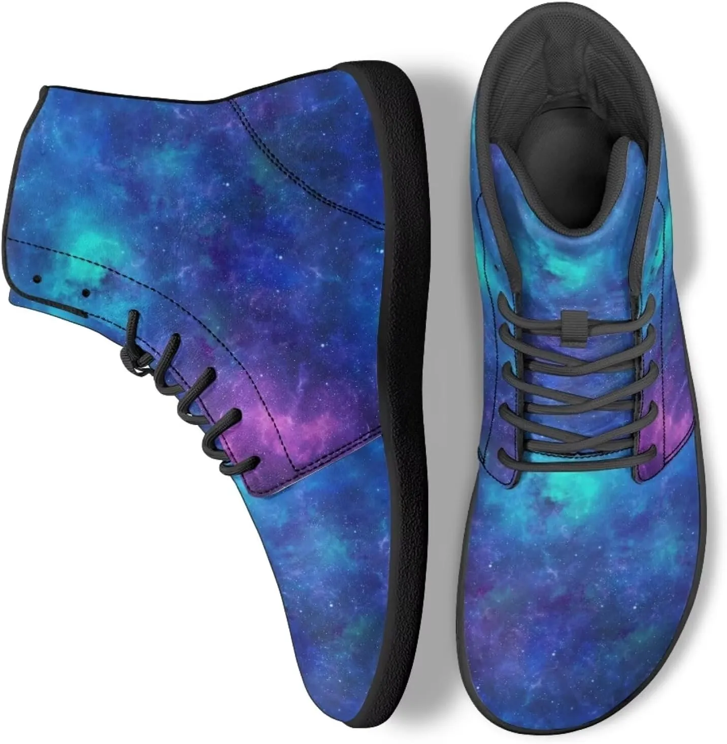 Jeiento Mens Galaxy Barefoot Shoes Casual Wide Toe Boxes Shoes Pu Leather Minimalist Barefoot Running Shoes Zero Drop Shoes