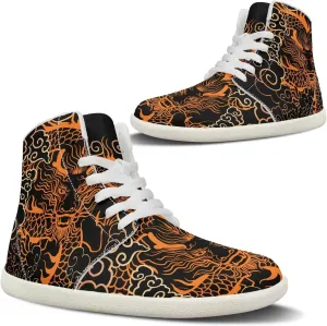 Jeiento Mens High Top Shoes Wide Width Dragon Pattern Barefoot Shoes Casual Walking Shoes